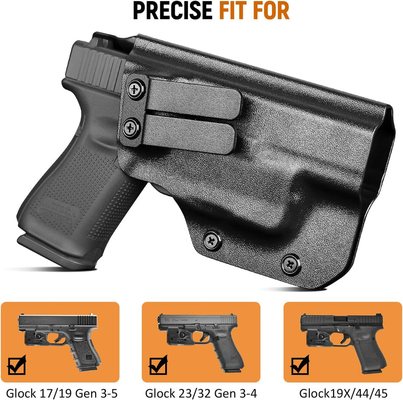 Load image into Gallery viewer, IWB Kydex Holster for Glock 19 with TLR8/ TLR8A, Fit Glock 17/19 Gen 3-5, 23/32 Gen 3-4 &amp; 19X/ 44/45, Inside Waistband Conceal Carry, Optic Cut, Adj. Cant &amp; Retention, Right Hand
