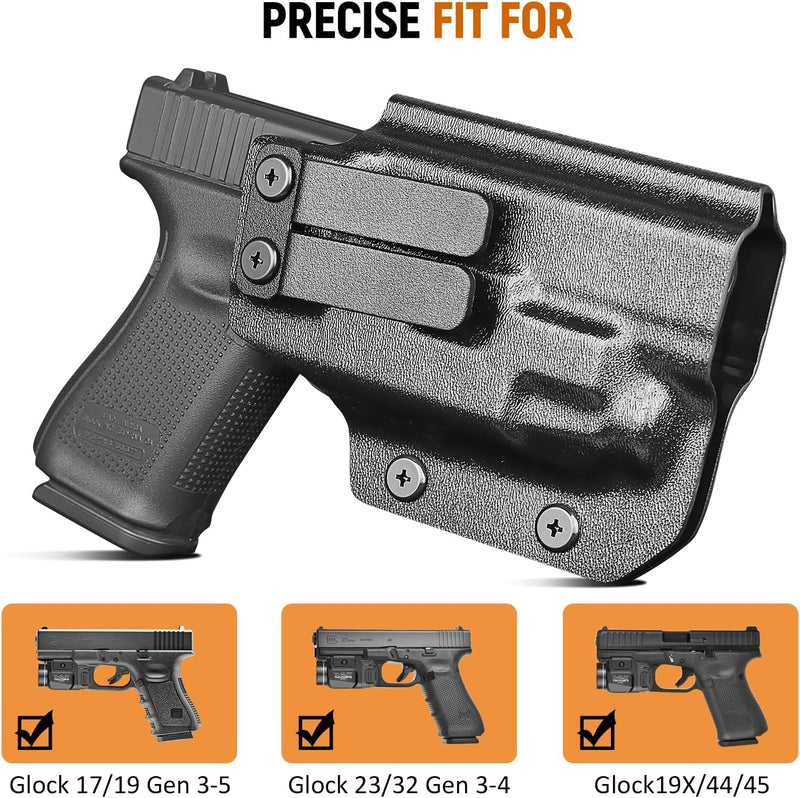 Load image into Gallery viewer, IWB Kydex Holster for Glock 19 with TLR7/ TLR7A, Fit Glock 17/19 Gen 3-5, 23/32 Gen 3-4 &amp; 19X/ 44/45, Inside Waistband Conceal Carry, Optic Cut, Adj. Cant &amp; Retention, Right Hand
