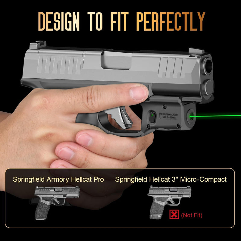 Load image into Gallery viewer, WARRIORLAND Kydex Holster for Gun with Green Laser Light Combo Fit for Hellcat Pro Pistol, WLS-110G Laser Beam Sight with Power Indicator &amp; Concealed Carry IWB Right-Hand Holster

