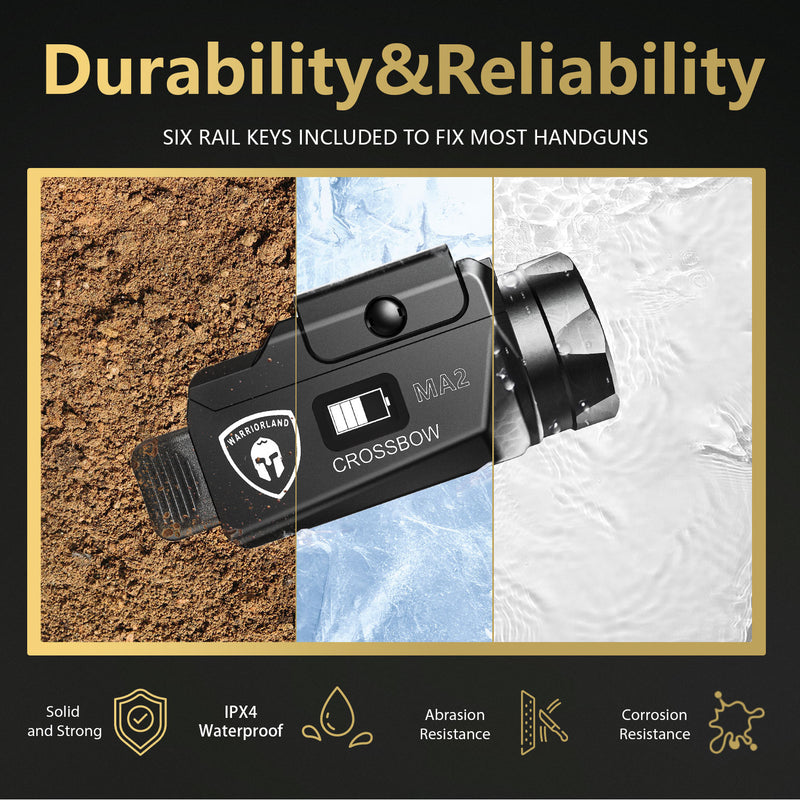 Load image into Gallery viewer, WARRIORLAND MA2 Pistol Light with Holster Fit for Smith &amp; Wesson M&amp;P Shield 9mm EZ Barrel, 800-lumen LED Weapon Light Pistol Flashlight &amp; Right-Hand IWB Holster, Rechargeable | Screen Power Indicator
