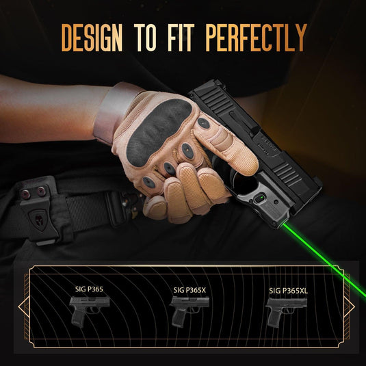 Green Laser Sight and Kydex Holster Combo Tailored Green Fit Sig Sauer P365 / P365X / P365XL, Ultra Compact P365 Beam Sight, Gun Sight with Ambidextrous On/Off Switch & Power Indicator|WARRIORLAND