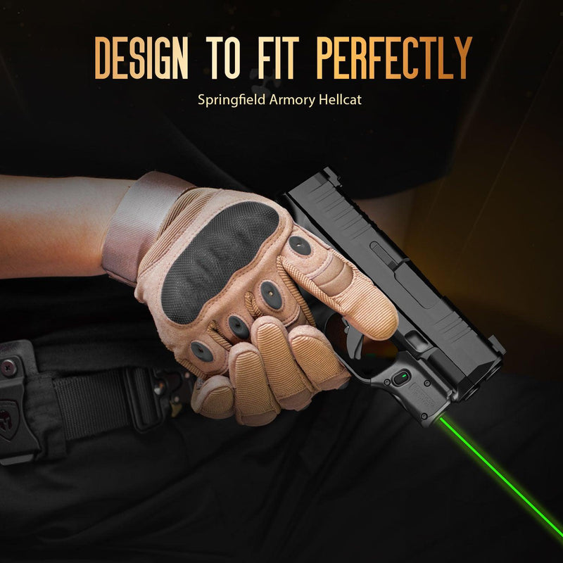 Load image into Gallery viewer, WARRIORLAND Green Laser Sight Fit Springfield Hellcat with Kydex Holster, First Green Beam Sight with Power Indicator, Hellcat Laser with IWB Holster Right Hand, WLS-118G w/Hellcat Holster
