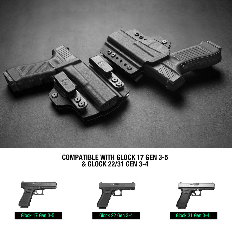 Load image into Gallery viewer, Glock 17 Gen 3-5 &amp; Glock 22/31 Gen 3-4 IWB &amp; OWB Convertible Holster Holsters, Adj Ride Height | Warriorland
