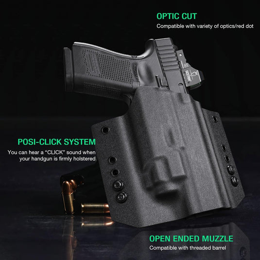 Glock 17/19 TLR8/8A Holster OWB Kydex Holster,Fit: Glock 17 G19 G44 G45 GEN 1-5 G23 G32 Gen 3-4 Right Hand | WARRIORLAND