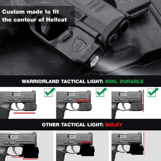 Hellcat Handgun Light, 150 Lumens Tatical Light with Kydex Holster Com ...