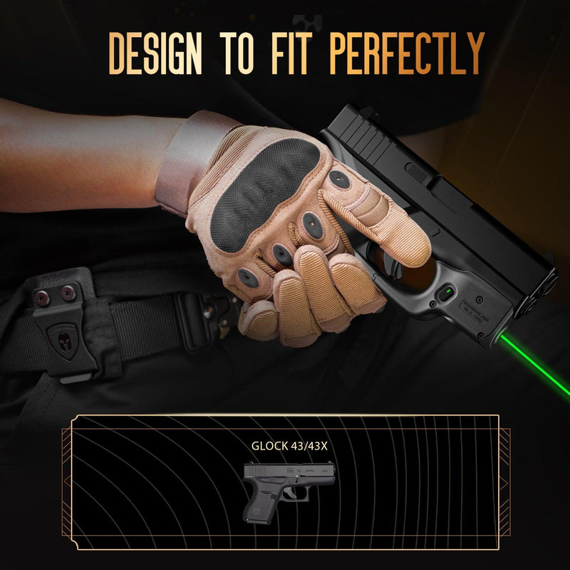 Load image into Gallery viewer, Green Laser Sight Designed to Fit Glock 43/G43X(No Rail Version) with Holster, Green Beam Sight with Power Indicator, Custom-Made IWB Kydex Holster Right Hand, WLS-105G w/ G43 Holster|WARRIORLAND
