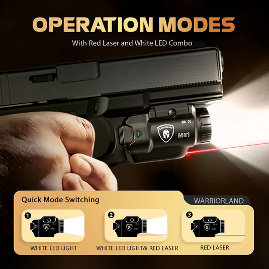 WARRIORLAND MB1 500 Lumens Portable Universal Rail Mounted Weapon Light-Red Laser & White LED Combo with Sig P320 Compact M18 Kydex Holster-Three Operation Modes & Power Indicator MB1w/P320 M18