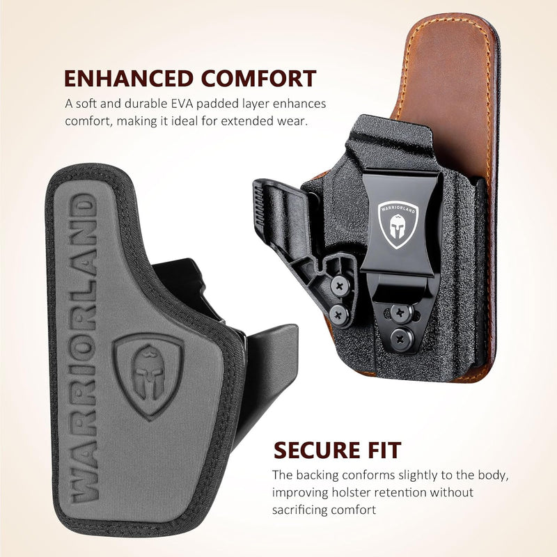 Load image into Gallery viewer, WARRIORLAND IWB Hybrid Holster Compatible with Glock 17/19/22/23 Gen 3-5, Glock 31/32 Gen 3-4, Glock 19X/44/45, Concealed Carry Polymer &amp; Leather Holster with Claw/Optics Cut Ready, Right Hand（Brown）
