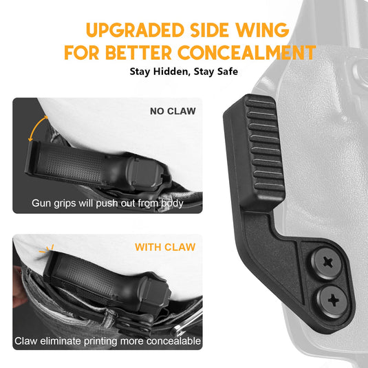 WARRIORLAND IWB Kydex Holster Compatible with S&W Bodyguard 2.0 – Concealed Carry Holster with Optic Cut, Claw, Adjustable Cant, Audible Lock, Inside Waistband Carry, Right Hand Draw