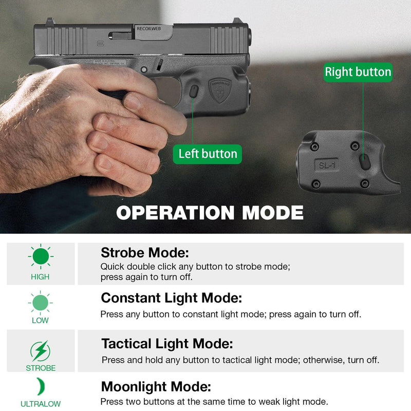 Load image into Gallery viewer, Mini Gun Light with Kydex Holster Custom Molded for Glock 43 / Glock 43X LED Tactical Pistol Handgun Flashlight | WARRIORLAND
