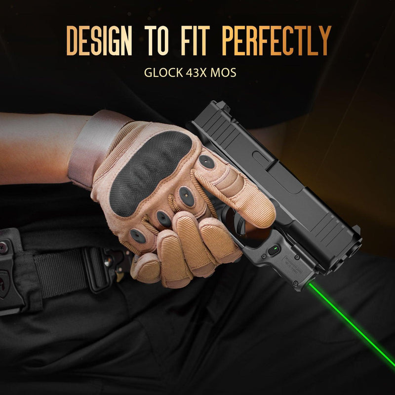 Load image into Gallery viewer, Green Laser Sight Designed to Fit Glock 43X MOS with Holster Combo, Green Beam Sight with Power Indicator, Custom-Made IWB Kydex Right Hand Holster, WLS-100G w/ G43X MOS Holster|WARRIORLAND
