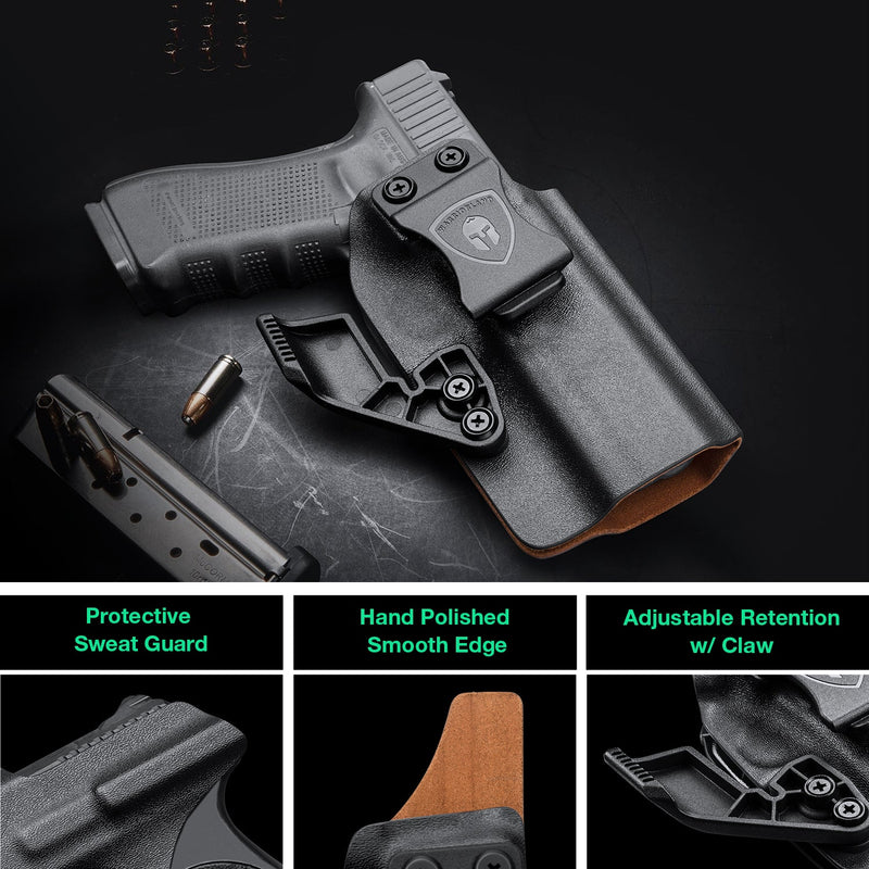 Load image into Gallery viewer, Glock 19/19X/44/45Gen(1-5)&amp;G23/32 Gen(3-4) - Leather Lined Kydex Hybrid IWB Holster, Inside Waistband carry Right Hand | WARRIORLAND

