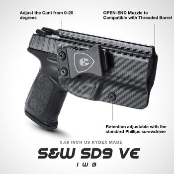 Load image into Gallery viewer, S&amp;W SD9 VE / SD40 VE- IWB Kydex Carbon Fiber  Holster, Right Hand | WARRIORLAND
