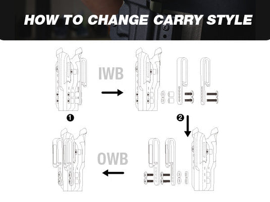 Glock 19 IWB & OWB Convertible Holster, Fit Glock 19/19X/26/44/45 Gen 3-5 & Glock 23/32 Gen 3-4| Warriorland