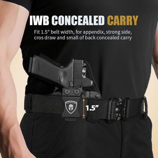 WARRIORLAND Universal Hybrid IWB Gun Holster for Glock 17 19 43X MOS, Sig P320, Taurus G2C, M&P M2.0, Springfield, CZ, Ruger & More – Kydex + Nylon Concealed Carry, Optic Cut, Adj. Cant & Retention