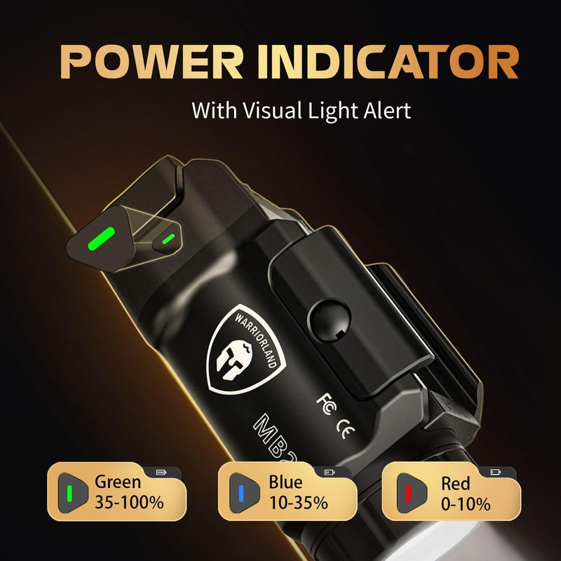 Load image into Gallery viewer, WARRIORLAND 500 Lumen Compact Pistol Light-White LED Tactical Light with Universal Rail Keys-Fits Glock 17/19,SIG SAUER P320,Taurus G2C,Smith&amp;Wesson M&amp;P9-Power Indicator (MB2)
