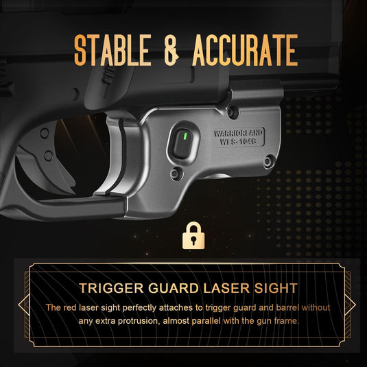 Green Laser Sight Tailored Fit Glock 17/19/19X/23/31/32/44/45, Ultra Compact G19 Beam Sight, Gun Sight with Ambidextrous On/Off Switch & Power Indicator|WARRIORLAND