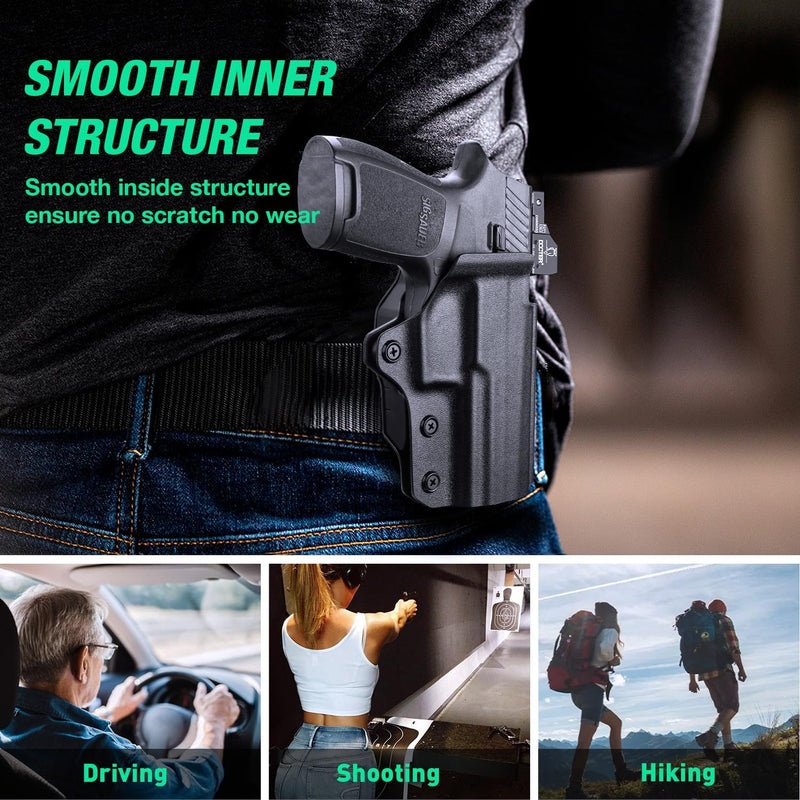 Load image into Gallery viewer, WARRIORLAND OWB KYDEX Holster Thumb Release &amp; Optics Cut Fit: Sig P320 Compact M18 / P320 Full Size M17 / P320-XFIVE Legion, Outside Waistband 360 Degree Adj. Fits 1.5&quot;-2.25&quot; Belt, Right Hand
