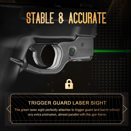 Green Laser Sight Tailored Fit M&P Shield 9mm/.40 Pistol (Not Fit M&P Shield Plus), Ultra Compact Shield 40 Beam Sight, Gun Sight with Ambidextrous On/Off Switch & Power Indicator, WLS-102G|WARRIORLAND