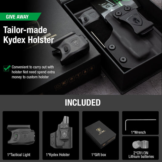 Tactical Pistol Mount Flashlight for Sig Sauer P365 / P365 X XL with Kydex IWB Holster 150 lumens | WARRIORLAND WARRIORLAND