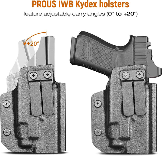 IWB Kydex Holster for Glock 19 with TLR7/ TLR7A, Fit Glock 17/19 Gen 3-5, 23/32 Gen 3-4 & 19X/ 44/45, Inside Waistband Conceal Carry, Optic Cut, Adj. Cant & Retention, Right Hand