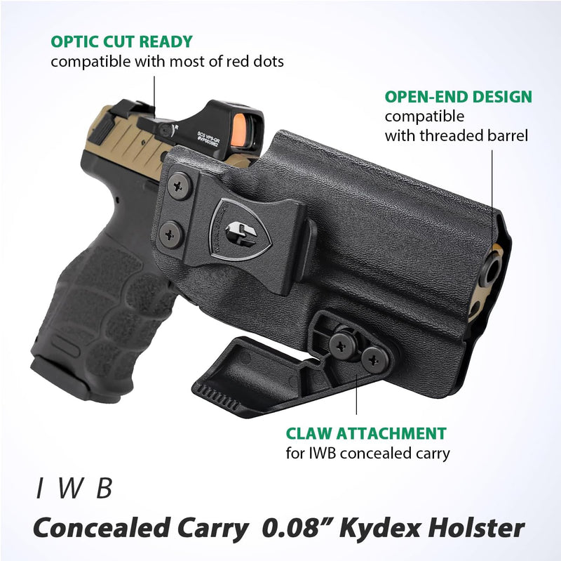 Load image into Gallery viewer, HK VP9 IWB Kydex Holster - Optic Cut + Claw, Adjustable Cant &amp; Posi-Click Audible Lock, Right-Hand Concealed Carry - WARRIORLAND
