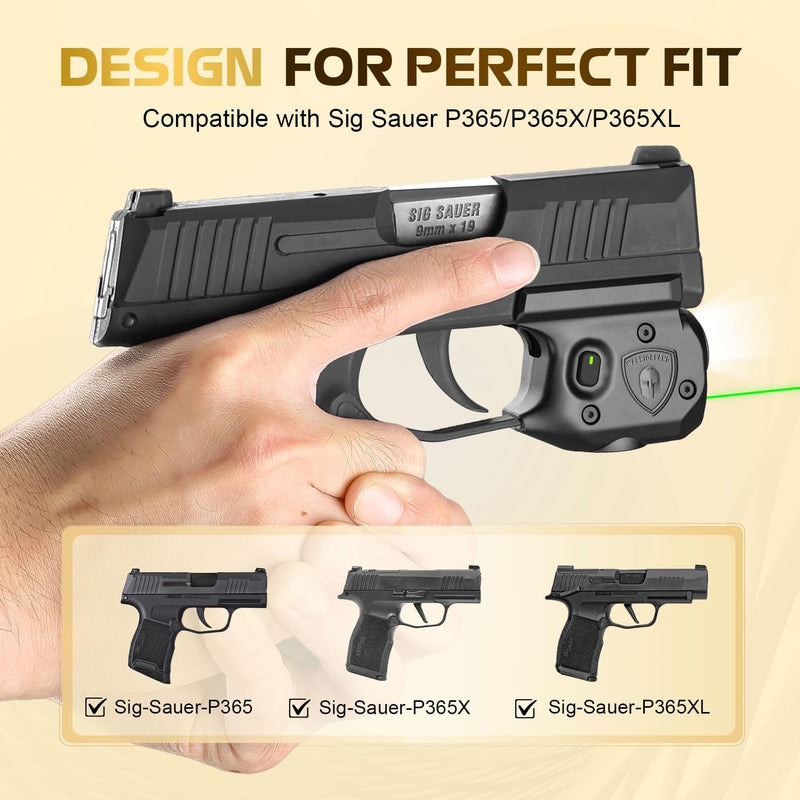 Load image into Gallery viewer, WARRIORLAND Pistol Light Laser &amp; Holster Fit for Sig P365/ P365X/ P365XL, Compact 150-Lumen Trigger Mounted Tactical Weapon Light with Green Laser White LED Flashlight &amp; IWB Holster, Power Indicator
