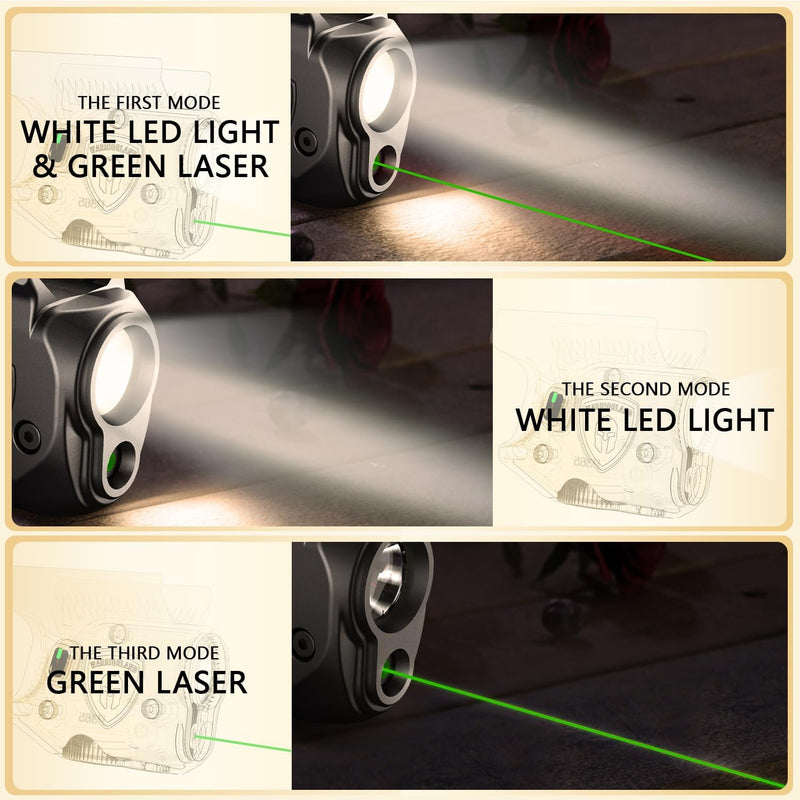 Load image into Gallery viewer, WARRIORLAND Pistol Light Laser &amp; Holster Fit for Springfield Hellcat 3″ MICRO-COMPACT, Compact 150-Lumen Trigger Mounted Tactical Weapon Light with Green Laser White LED &amp; IWB Holster, Power Indicator
