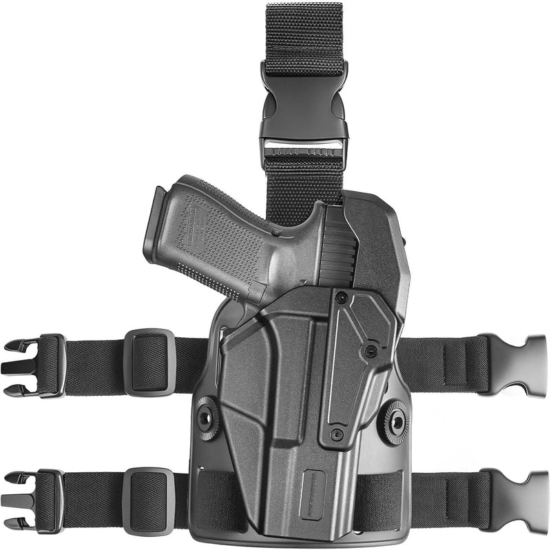 Load image into Gallery viewer, WARRIORLAND Level 2 Drop Leg Holster for 17/19/ 22/23/34 Gen 3-5 &amp; G31/32 Gen 3-4 &amp; 19X/44/45/47/49 &amp; MOS Version, Optic Cut with RDS Cover, Tactical Thigh Holster with Adj. Heigh, Open Muzzle Design
