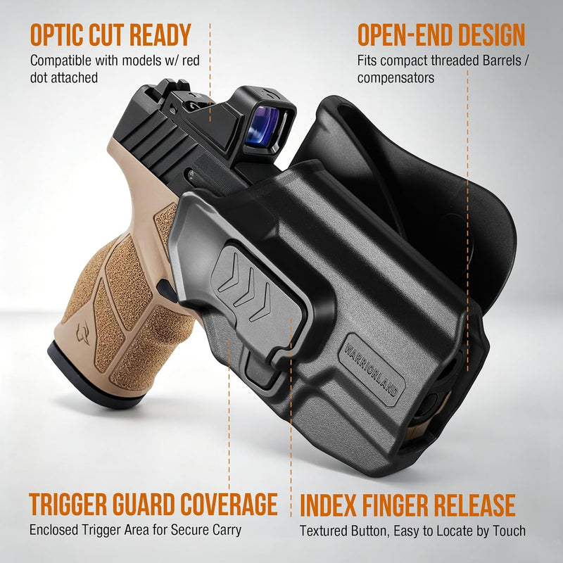 Load image into Gallery viewer, WARRIORLAND Level II Retention Index Finger Release Paddle Holster, Fits Taurus GX2 / GX2 TORO, Optic Cut, Adj. Cant &amp; Retention, Right Hand
