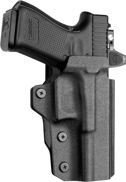 Glock 17/19/19X/45 Holster OWB Kydex Optic Cut - Thumb Release, Fits Gen 3-5 & G23/G32/G44, 360° Adjustable Cant, 1.5