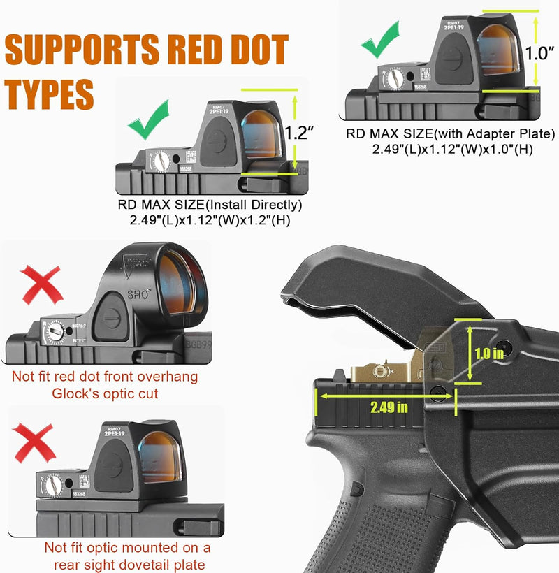 Load image into Gallery viewer, WARRIORLAND Level 2 Duty Holster for Glock 17/19 /22/23/34 Gen 3-5 &amp; G31/32 Gen3-4 &amp; 19X/44/45/47/49 &amp; MOS Version, Optic Cut with RDS Cover, Thumb Release, Fits 2.0&quot; Belt, Open-Muzzle Gun Holster
