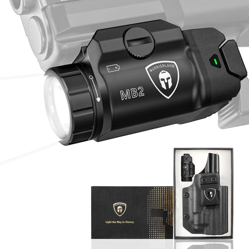 WARRIORLAND MB2 Pistol Light and Custom Kydex Holster, Fit for S&W M&P 9 M2.0 Compact 4.0'' Barrel, 500-Lumen Universal Rail Mounted Tactical Weapon Light with White LED Flashlight, Power Indicator