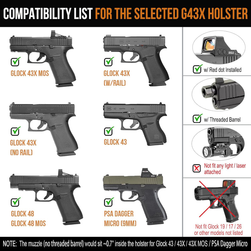 Load image into Gallery viewer, WARRIORLAND Level II Index Finger Release Paddle Holster, Fits Glock 43X/ 43X MOS/ 43 &amp; Glock 48/48 MOS / PSA Dagger Micro, Optic Cut, Adj. Cant &amp; Retention, Right Hand
