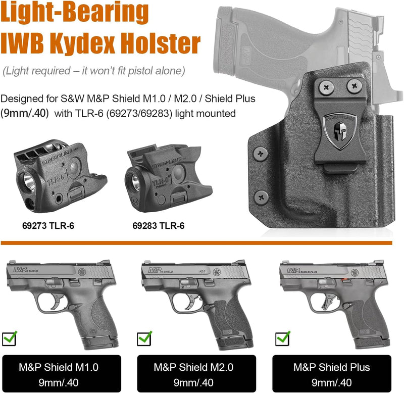 Load image into Gallery viewer, S&amp;W M&amp;P Shield / Shield Plus IWB Kydex Holster Light-Bearing - Fits TLR-6, Optic Cut, Adjustable Cant &amp; Retention, Appendix Concealed Carry, Right Hand - WARRIORLAND
