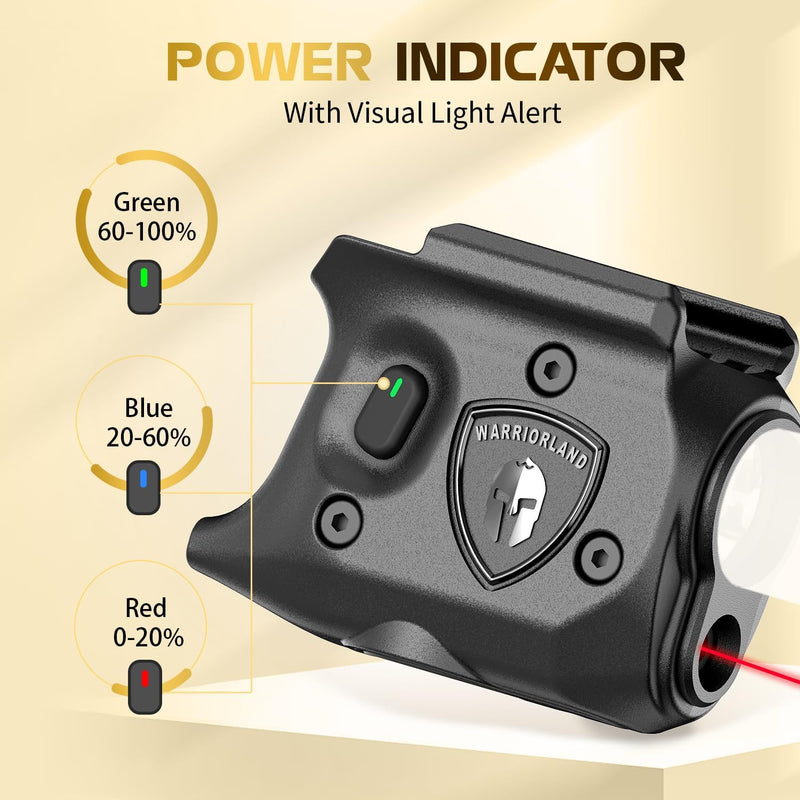 Load image into Gallery viewer, WARRIORLAND Pistol Light Laser &amp; Holster Fit for Springfield Hellcat 3″ Micro-Compact, Compact 150-Lumen Trigger Mounted Tactical Weapon Light with Red Laser White LED &amp; IWB Holster, Power Indicator
