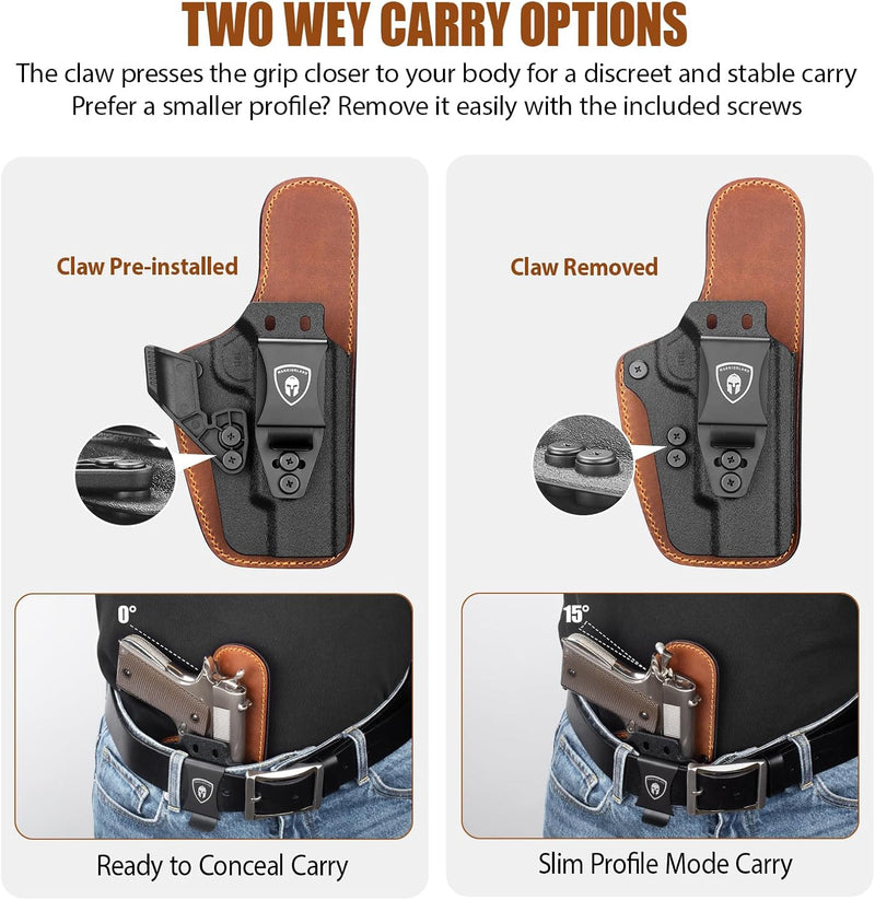 Load image into Gallery viewer, 5&quot; 1911 IWB Hybrid Holster (Colt/Kimber/Tisas/S&amp;W/Ruger/Sig/RIA) - WARRIORLAND Optic-Cut Right-Hand Concealed Carry, Adj. Height/Cant/Retention, Ultimate Comfort
