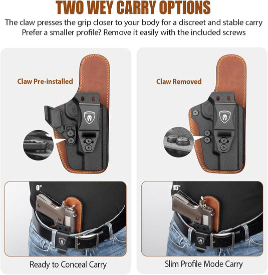 5" 1911 IWB Hybrid Holster (Colt/Kimber/Tisas/S&W/Ruger/Sig/RIA) - WARRIORLAND Optic-Cut Right-Hand Concealed Carry, Adj. Height/Cant/Retention, Ultimate Comfort