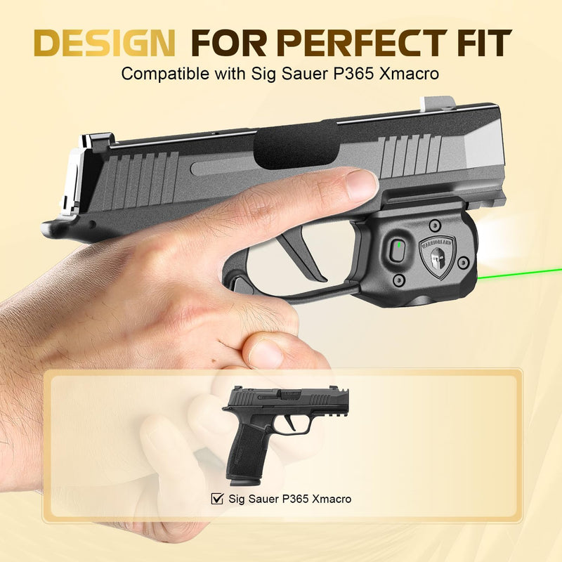 Load image into Gallery viewer, WARRIORLAND Pistol Light Laser &amp; Holster Fit for Sig P365-XMACRO, Compact 150-Lumen Trigger Mounted Tactical Weapon Light with GreenLaser White LED Flashlight &amp; IWB Holster, Power Indicator
