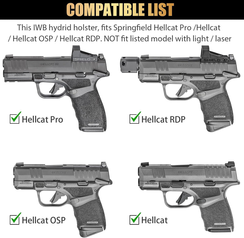 Load image into Gallery viewer, Springfield Hellcat Pro / Hellcat / Hellcat RDP &amp; OSP IWB Hybrid Holster - WARRIORLAND Optic-Cut Right-Hand Concealed Carry, Adj. Height/Cant/Retention, Ultimate All-Day Comfort
