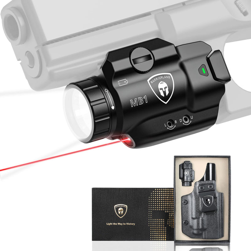 Load image into Gallery viewer, WARRIORLAND MB1 500 Lumens Portable Universal Rail Mounted Weapon Light-Red Laser &amp; White LED Combo with Springfield Hellcat Pro Kydex Holster-Three Operation Modes &amp; Power Indicator MB1w/Hellcat Pro
