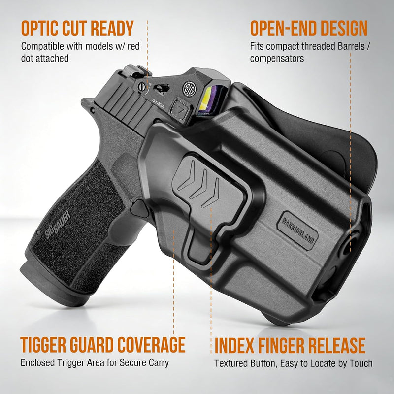 Load image into Gallery viewer, WARRIORLAND Paddle Holster, Fits Sig P365-XMACRO / P365-FUSE / P365 Xmacro COMP &amp; P365 AXG Legion | Level II Index Finger Release, Optic Cut, Adj. Cant &amp; Retention
