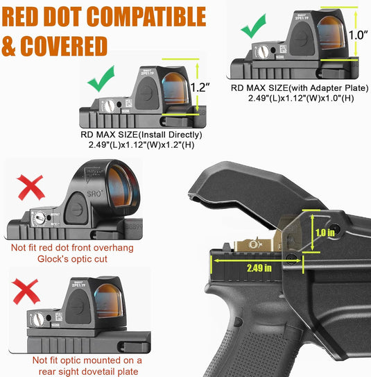WARRIORLAND Level 2 Drop Leg Holster for 17/19/ 22/23/34 Gen 3-5 & G31/32 Gen 3-4 & 19X/44/45/47/49 & MOS Version, Optic Cut with RDS Cover, Tactical Thigh Holster with Adj. Heigh, Open Muzzle Design