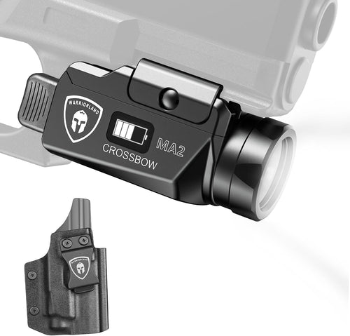 WARRIORLAND MA2 Pistol Light with Holster Fit for Sprindfield Hellcat Pro, 800-lumen LED Weapon Pistol Flashlight & Right-Hand IWB Holster, Rechargeable | Screen Power Indicator