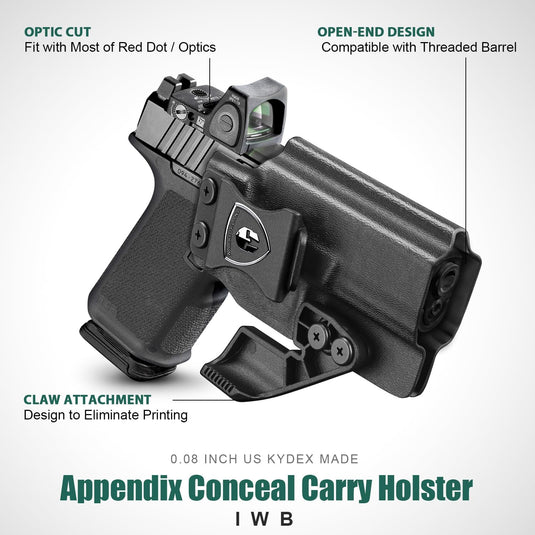 Ruger RXM IWB Kydex Holster - Optic Cut & Concealment Claw, Adjustable Cant & Retention, Appendix Inside Waistband Concealed Carry, Right Hand - WARRIORLAND