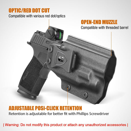 WARRIORLAND IWB Kydex Holster for Sig P365-XMACRO with TLR-7 X Sub or TLR-7 HL-X Sub, Light-Bearing Design, Optics Cut, Adjustable Cant & Posi-Click Retention, Right Hand Draw