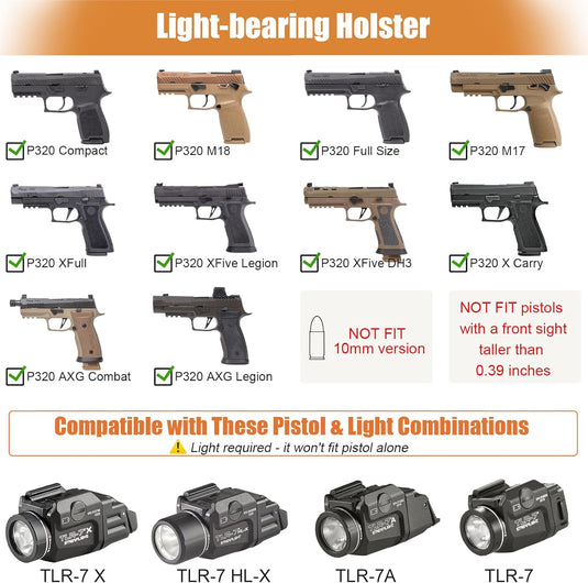 Sig P320 + TLR-7/X/HL-X/7A Light-Bearing IWB Kydex Holster – WARRIORLAND Optic-Cut Right-Hand, Adj. Cant & Posi-Click Retention