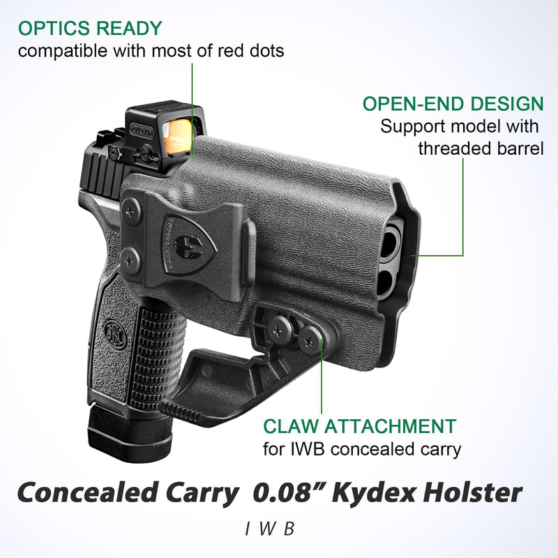 Load image into Gallery viewer, WARRIORLAND IWB Kydex Holster, Fit FN Reflex Adj. Cant &amp; Retention | w/Optic Cut &amp; Claw Options
