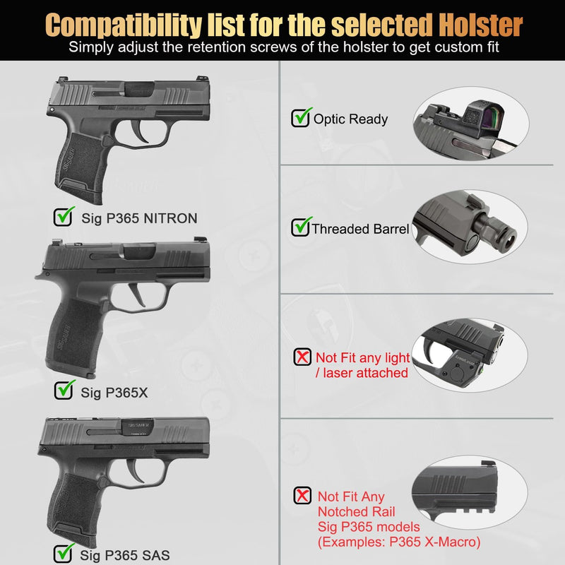 Load image into Gallery viewer, Sig P365 / P365X / P365 SAS IWB Kydex Holster w/Mini Claw - Appendix Concealed Carry, Adj. Cant &amp; Retention, Audible Lock, Optics Cut Ready, Right Hand - WARRIORLAND
