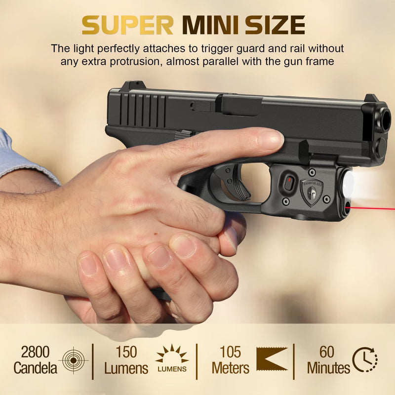 Load image into Gallery viewer, WARRIORLAND Pistol Light Laser &amp; Holster Fit for Glock 17/19 Gen 3-5, Glock 22/23/31/32 Gen 3-4 &amp; Glock 19X/44/45, Compact 150-Lumen Trigger Tactical Light with Red Laser White LED &amp; IWB Holster

